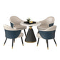 Contemporary 1/5 Pieces Dining Set Metal Dining Room Set for Home Use 5 Pieces: Table, 4 Blue Chairs Clearhalo 'Dining Room Sets' 'Dining Tables & Seating' 'dining_room_set' 'furn' 'furn_dining_room_set' 'Furniture' 'furniture_dining_room_set' 'Kitchen & Dining Furniture' 4769526
