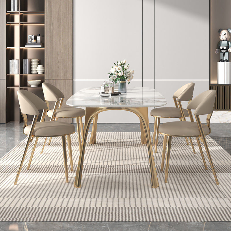 Luxury 1/2/5/7 Pieces Dining Set Sintered Stone Top Dining Table with Leather Chairs Clearhalo 'Dining Room Sets' 'Dining Tables & Seating' 'dining_room_set' 'furn' 'furn_dining_room_set' 'Furniture' 'furniture_dining_room_set' 'Kitchen & Dining Furniture' 4769545
