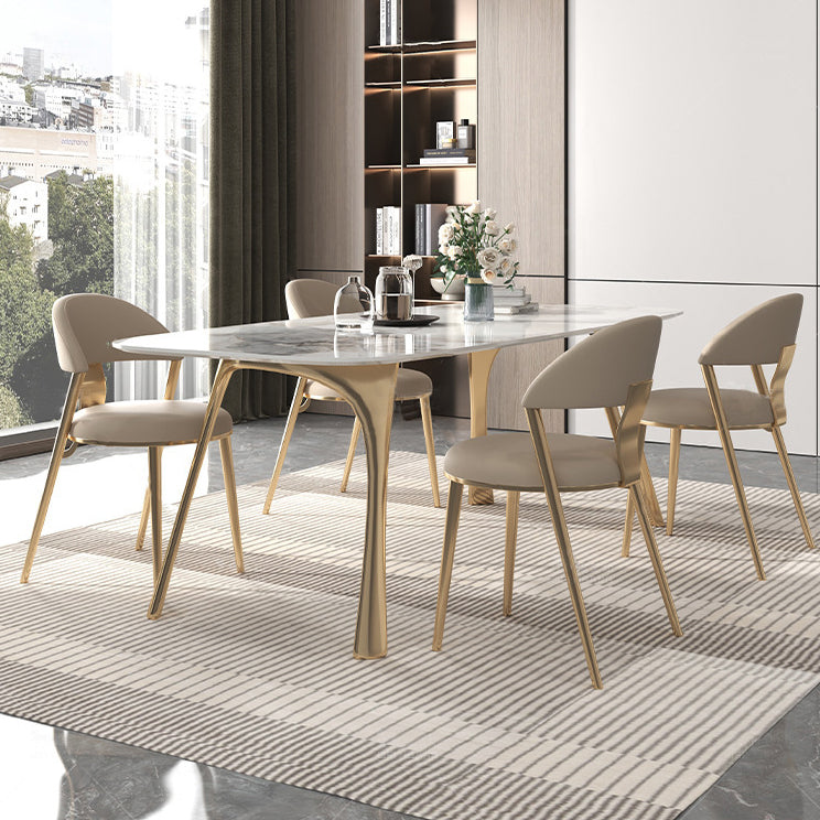 Luxury 1/2/5/7 Pieces Dining Set Sintered Stone Top Dining Table with Leather Chairs Clearhalo 'Dining Room Sets' 'Dining Tables & Seating' 'dining_room_set' 'furn' 'furn_dining_room_set' 'Furniture' 'furniture_dining_room_set' 'Kitchen & Dining Furniture' 4769552