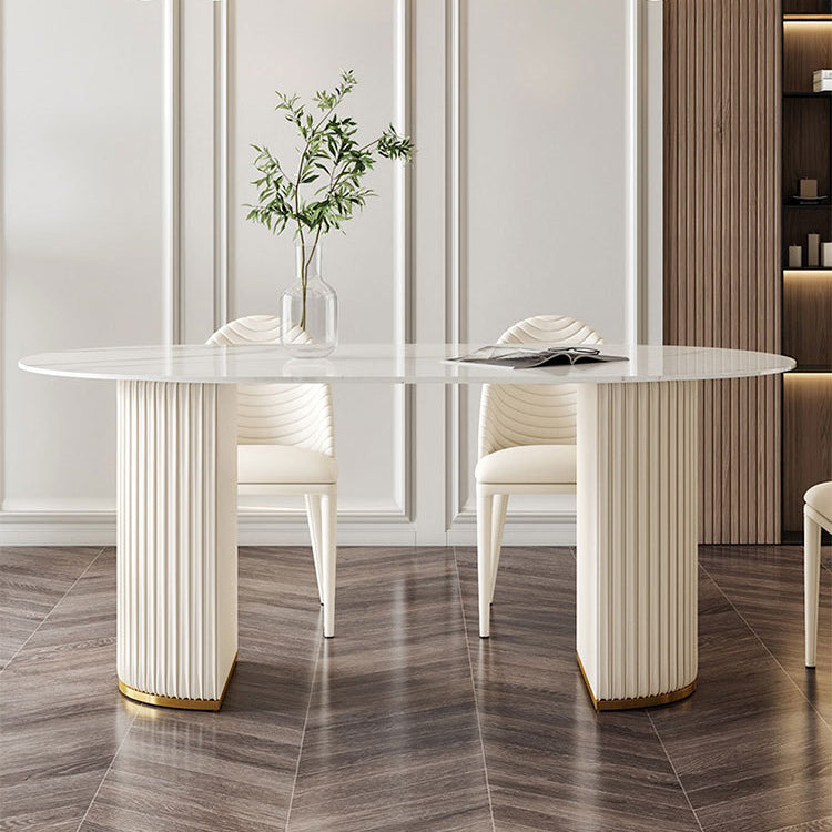 Glam 1/2/5/6/7 Pieces Dining Set Oval Sintered Stone Dining Table Set for Dining Areas Clearhalo 'Dining Room Sets' 'Dining Tables & Seating' 'dining_room_set' 'furn' 'furn_dining_room_set' 'Furniture' 'furniture_dining_room_set' 'Kitchen & Dining Furniture' 4769598