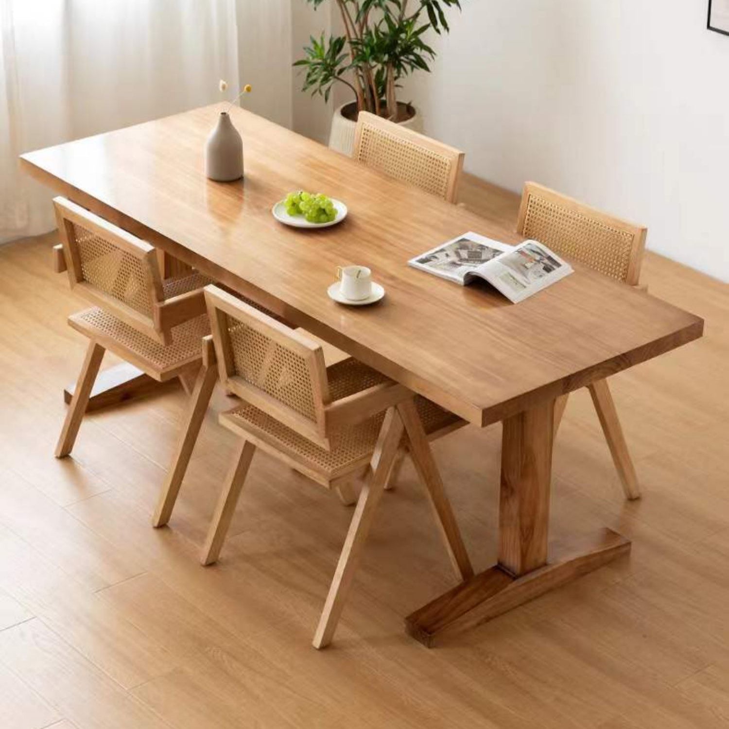 Modern 1/2/3/5 Pieces Beige Dinette Set Pine Wood Rectangle Dining Table Set Clearhalo 'Dining Room Sets' 'Dining Tables & Seating' 'dining_room_set' 'furn' 'furn_dining_room_set' 'Furniture' 'furniture_dining_room_set' 'Kitchen & Dining Furniture' 4769621
