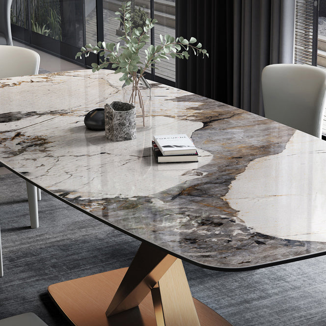 Nordic 1/2/5/6/7 Pieces Dining Set Sintered Stone Top Dining Table with Leather Chairs Clearhalo 'Dining Room Sets' 'Dining Tables & Seating' 'dining_room_set' 'furn' 'furn_dining_room_set' 'Furniture' 'furniture_dining_room_set' 'Kitchen & Dining Furniture' 4769637