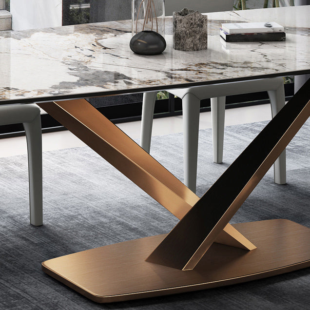 Nordic 1/2/5/6/7 Pieces Dining Set Sintered Stone Top Dining Table with Leather Chairs Clearhalo 'Dining Room Sets' 'Dining Tables & Seating' 'dining_room_set' 'furn' 'furn_dining_room_set' 'Furniture' 'furniture_dining_room_set' 'Kitchen & Dining Furniture' 4769638