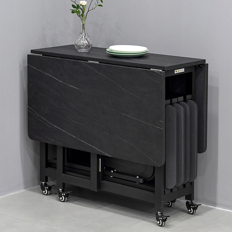 Modern 1/2/5/7 Pieces Foldable Dinette Set Black Wood Dining Table Set for Kitchen Clearhalo 'Dining Room Sets' 'Dining Tables & Seating' 'dining_room_set' 'furn' 'furn_dining_room_set' 'Furniture' 'furniture_dining_room_set' 'Kitchen & Dining Furniture' 4769648