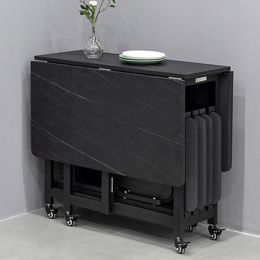 Modern 1/2/5/7 Pieces Foldable Dinette Set Black Wood Dining Table Set for Kitchen Clearhalo 'Dining Room Sets' 'Dining Tables & Seating' 'dining_room_set' 'furn' 'furn_dining_room_set' 'Furniture' 'furniture_dining_room_set' 'Kitchen & Dining Furniture' 4769648