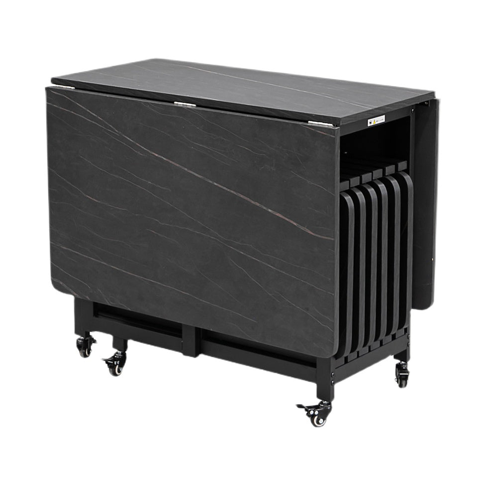 Modern 1/2/5/7 Pieces Foldable Dinette Set Black Wood Dining Table Set for Kitchen Clearhalo 'Dining Room Sets' 'Dining Tables & Seating' 'dining_room_set' 'furn' 'furn_dining_room_set' 'Furniture' 'furniture_dining_room_set' 'Kitchen & Dining Furniture' 4769649