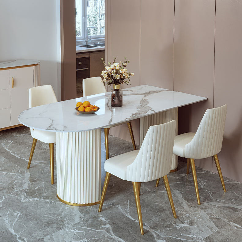 Glam 1/3/4/5 Pieces Dining Set Rectangle Sintered Stone Dining Table Set Clearhalo 'Dining Room Sets' 'Dining Tables & Seating' 'dining_room_set' 'furn' 'furn_dining_room_set' 'Furniture' 'furniture_dining_room_set' 'Kitchen & Dining Furniture' 4769663