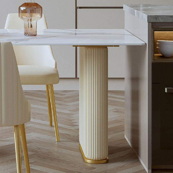 Glam 1/3/4/5 Pieces Dining Set Rectangle Sintered Stone Dining Table Set Clearhalo 'Dining Room Sets' 'Dining Tables & Seating' 'dining_room_set' 'furn' 'furn_dining_room_set' 'Furniture' 'furniture_dining_room_set' 'Kitchen & Dining Furniture' 4769665