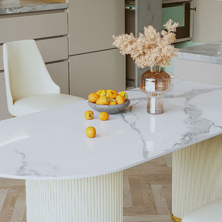 Glam 1/3/4/5 Pieces Dining Set Rectangle Sintered Stone Dining Table Set Clearhalo 'Dining Room Sets' 'Dining Tables & Seating' 'dining_room_set' 'furn' 'furn_dining_room_set' 'Furniture' 'furniture_dining_room_set' 'Kitchen & Dining Furniture' 4769666