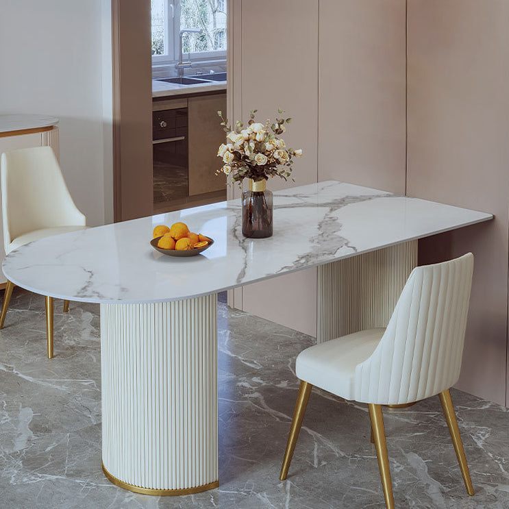 Glam 1/3/4/5 Pieces Dining Set Rectangle Sintered Stone Dining Table Set Clearhalo 'Dining Room Sets' 'Dining Tables & Seating' 'dining_room_set' 'furn' 'furn_dining_room_set' 'Furniture' 'furniture_dining_room_set' 'Kitchen & Dining Furniture' 4769668