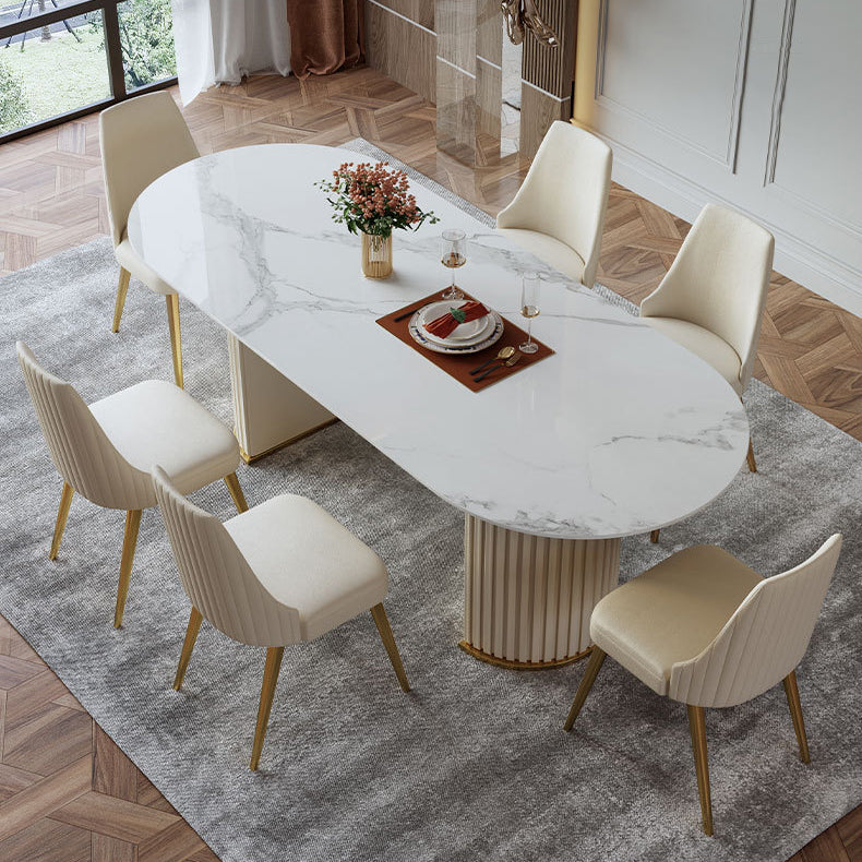 Glam 1/3/4/5 Pieces Dining Set Rectangle Sintered Stone Dining Table Set Clearhalo 'Dining Room Sets' 'Dining Tables & Seating' 'dining_room_set' 'furn' 'furn_dining_room_set' 'Furniture' 'furniture_dining_room_set' 'Kitchen & Dining Furniture' 4769669