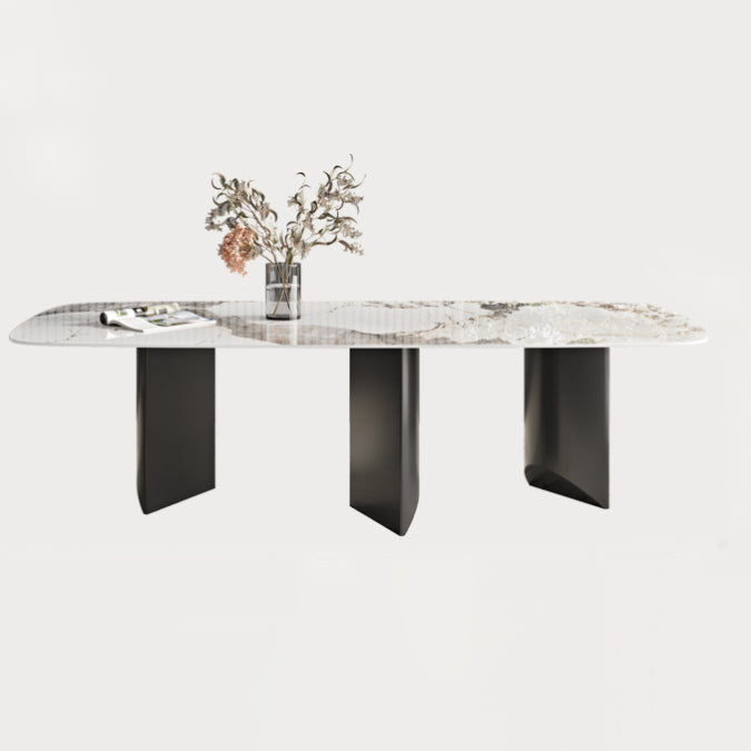 Designer Style 1/3/4/5/6 Pieces Dining Set Sintered Stone Dining Table with Leather Chairs Clearhalo 'Dining Room Sets' 'Dining Tables & Seating' 'dining_room_set' 'furn' 'furn_dining_room_set' 'Furniture' 'furniture_dining_room_set' 'Kitchen & Dining Furniture' 4769676