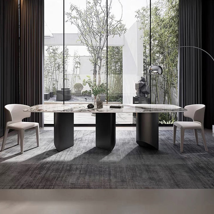Designer Style 1/3/4/5/6 Pieces Dining Set Sintered Stone Dining Table with Leather Chairs 3 Pieces: Table, 2 Chairs Clearhalo 'Dining Room Sets' 'Dining Tables & Seating' 'dining_room_set' 'furn' 'furn_dining_room_set' 'Furniture' 'furniture_dining_room_set' 'Kitchen & Dining Furniture' 4769679