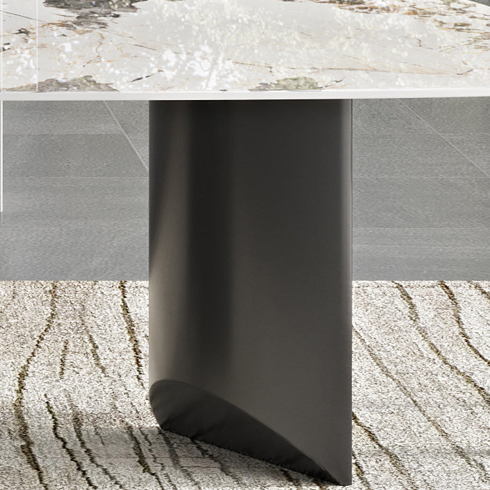 Designer Style 1/3/4/5/6 Pieces Dining Set Sintered Stone Dining Table with Leather Chairs Clearhalo 'Dining Room Sets' 'Dining Tables & Seating' 'dining_room_set' 'furn' 'furn_dining_room_set' 'Furniture' 'furniture_dining_room_set' 'Kitchen & Dining Furniture' 4769684