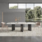 Designer Style 1/3/4/5/6 Pieces Dining Set Sintered Stone Dining Table with Leather Chairs Clearhalo 'Dining Room Sets' 'Dining Tables & Seating' 'dining_room_set' 'furn' 'furn_dining_room_set' 'Furniture' 'furniture_dining_room_set' 'Kitchen & Dining Furniture' 4769687