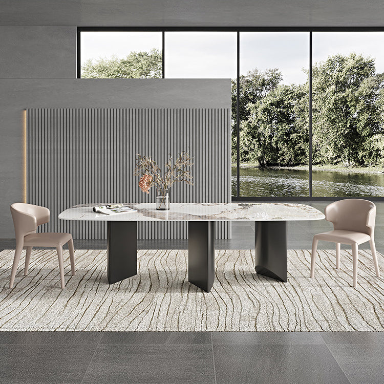 Designer Style 1/3/4/5/6 Pieces Dining Set Sintered Stone Dining Table with Leather Chairs Clearhalo 'Dining Room Sets' 'Dining Tables & Seating' 'dining_room_set' 'furn' 'furn_dining_room_set' 'Furniture' 'furniture_dining_room_set' 'Kitchen & Dining Furniture' 4769687