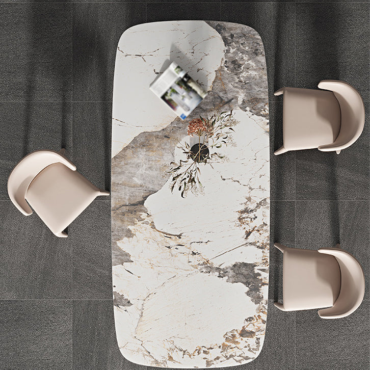Designer Style 1/3/4/5/6 Pieces Dining Set Sintered Stone Dining Table with Leather Chairs 4 Pieces: Table, 3 Chairs Clearhalo 'Dining Room Sets' 'Dining Tables & Seating' 'dining_room_set' 'furn' 'furn_dining_room_set' 'Furniture' 'furniture_dining_room_set' 'Kitchen & Dining Furniture' 4769688