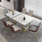 Glam 1/4/5/7 Pieces Scalable Dinette Set with White Sintered Stone Top Dining Table Set 7 Pieces: Table, 4 White+2 Grey Chairs Clearhalo 'Dining Room Sets' 'Dining Tables & Seating' 'dining_room_set' 'furn' 'furn_dining_room_set' 'Furniture' 'furniture_dining_room_set' 'Kitchen & Dining Furniture' 4769698