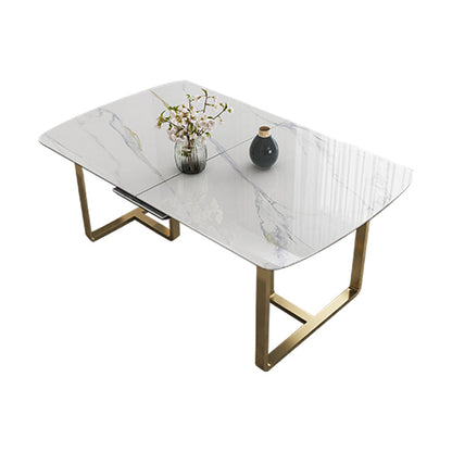 Glam 1/4/5/7 Pieces Scalable Dinette Set with White Sintered Stone Top Dining Table Set White 59"L x 35"W Clearhalo 'Dining Room Sets' 'Dining Tables & Seating' 'dining_room_set' 'furn' 'furn_dining_room_set' 'Furniture' 'furniture_dining_room_set' 'Kitchen & Dining Furniture' 4769699