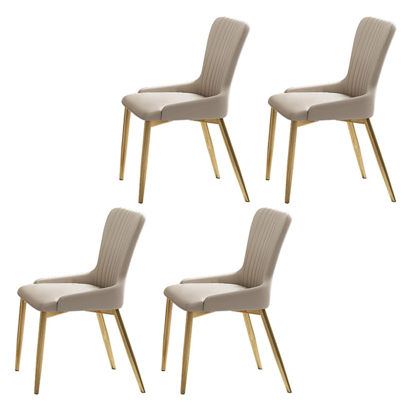 Glam 1/4/5/7 Pieces Scalable Dinette Set with White Sintered Stone Top Dining Table Set 4 Beige Chairs Clearhalo 'Dining Room Sets' 'Dining Tables & Seating' 'dining_room_set' 'furn' 'furn_dining_room_set' 'Furniture' 'furniture_dining_room_set' 'Kitchen & Dining Furniture' 4769700