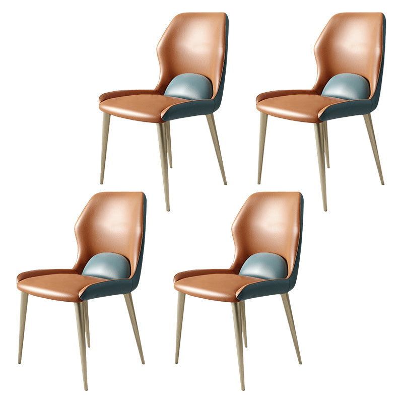 Glam 1/4/5/7 Pieces Scalable Dinette Set with White Sintered Stone Top Dining Table Set 4 Orange Chairs Clearhalo 'Dining Room Sets' 'Dining Tables & Seating' 'dining_room_set' 'furn' 'furn_dining_room_set' 'Furniture' 'furniture_dining_room_set' 'Kitchen & Dining Furniture' 4769702