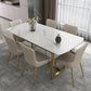 Glam 1/4/5/7 Pieces Scalable Dinette Set with White Sintered Stone Top Dining Table Set 7 Pieces: Table, 6 Chairs Clearhalo 'Dining Room Sets' 'Dining Tables & Seating' 'dining_room_set' 'furn' 'furn_dining_room_set' 'Furniture' 'furniture_dining_room_set' 'Kitchen & Dining Furniture' 4769703