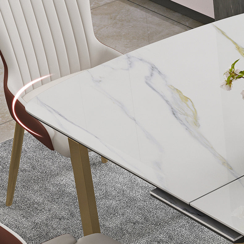 Glam 1/4/5/7 Pieces Scalable Dinette Set with White Sintered Stone Top Dining Table Set Clearhalo 'Dining Room Sets' 'Dining Tables & Seating' 'dining_room_set' 'furn' 'furn_dining_room_set' 'Furniture' 'furniture_dining_room_set' 'Kitchen & Dining Furniture' 4769710