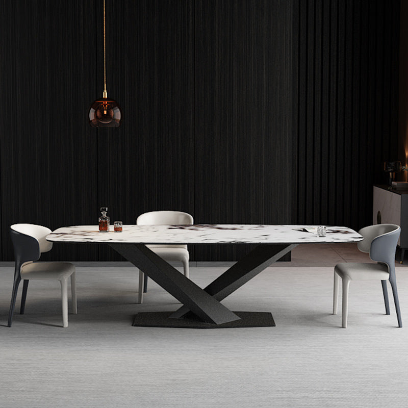 Glam 1/2/4/7 Pieces Dining Set Rectangle Sintered Stone Dining Table Set for Dining Areas 4 Pieces: Black Table, 3 Chairs Clearhalo 'Dining Room Sets' 'Dining Tables & Seating' 'dining_room_set' 'furn' 'furn_dining_room_set' 'Furniture' 'furniture_dining_room_set' 'Kitchen & Dining Furniture' 4769722