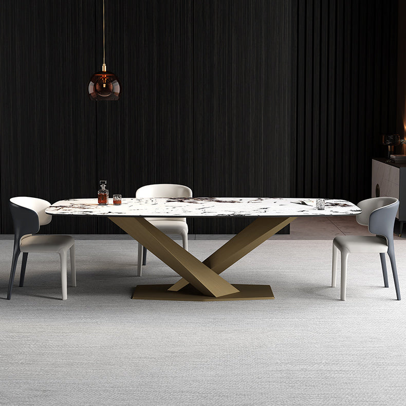 Glam 1/2/4/7 Pieces Dining Set Rectangle Sintered Stone Dining Table Set for Dining Areas Clearhalo 'Dining Room Sets' 'Dining Tables & Seating' 'dining_room_set' 'furn' 'furn_dining_room_set' 'Furniture' 'furniture_dining_room_set' 'Kitchen & Dining Furniture' 4769732