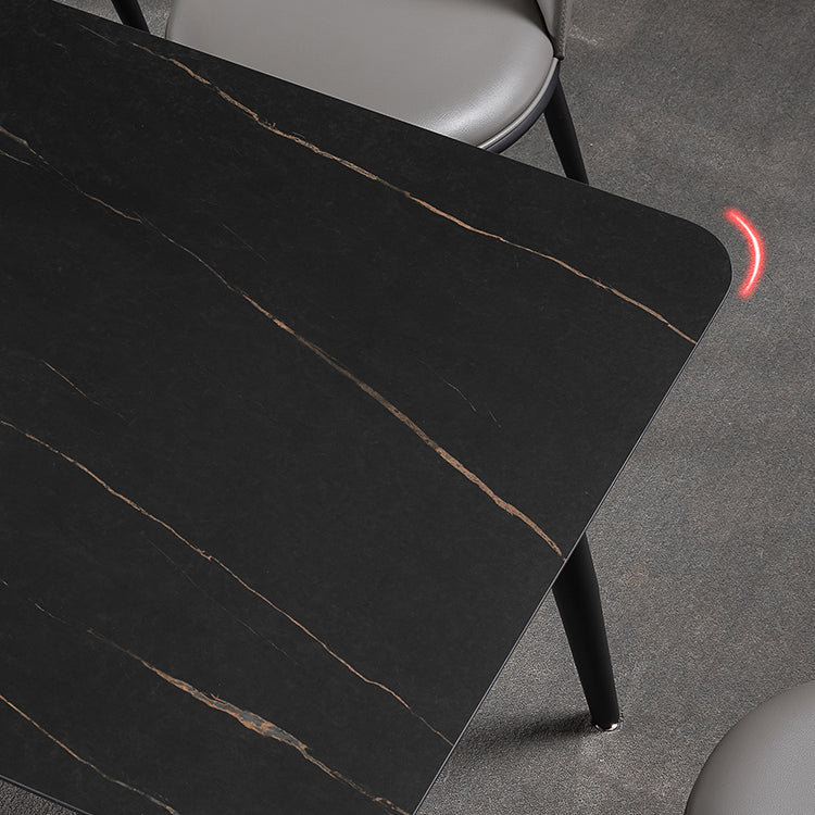 Modern 1/4/5/7 Pieces Rectangle Dinette Set with Sintered Stone Top Black Dining Table Set Clearhalo 'Dining Room Sets' 'Dining Tables & Seating' 'dining_room_set' 'furn' 'furn_dining_room_set' 'Furniture' 'furniture_dining_room_set' 'Kitchen & Dining Furniture' 4769747