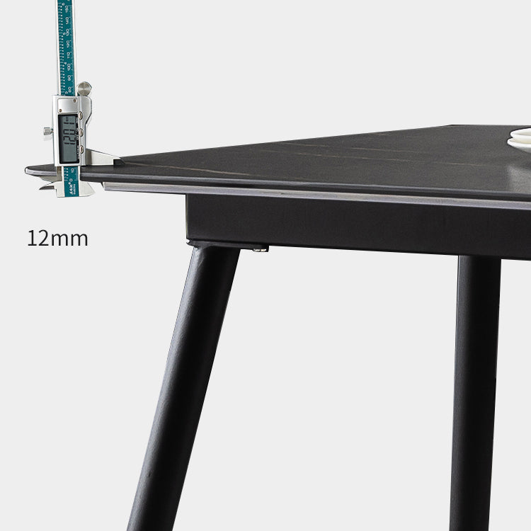 Modern 1/4/5/7 Pieces Rectangle Dinette Set with Sintered Stone Top Black Dining Table Set Clearhalo 'Dining Room Sets' 'Dining Tables & Seating' 'dining_room_set' 'furn' 'furn_dining_room_set' 'Furniture' 'furniture_dining_room_set' 'Kitchen & Dining Furniture' 4769748