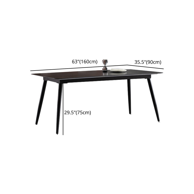 Modern 1/4/5/7 Pieces Rectangle Dinette Set with Sintered Stone Top Black Dining Table Set Clearhalo 'Dining Room Sets' 'Dining Tables & Seating' 'dining_room_set' 'furn' 'furn_dining_room_set' 'Furniture' 'furniture_dining_room_set' 'Kitchen & Dining Furniture' 4769753