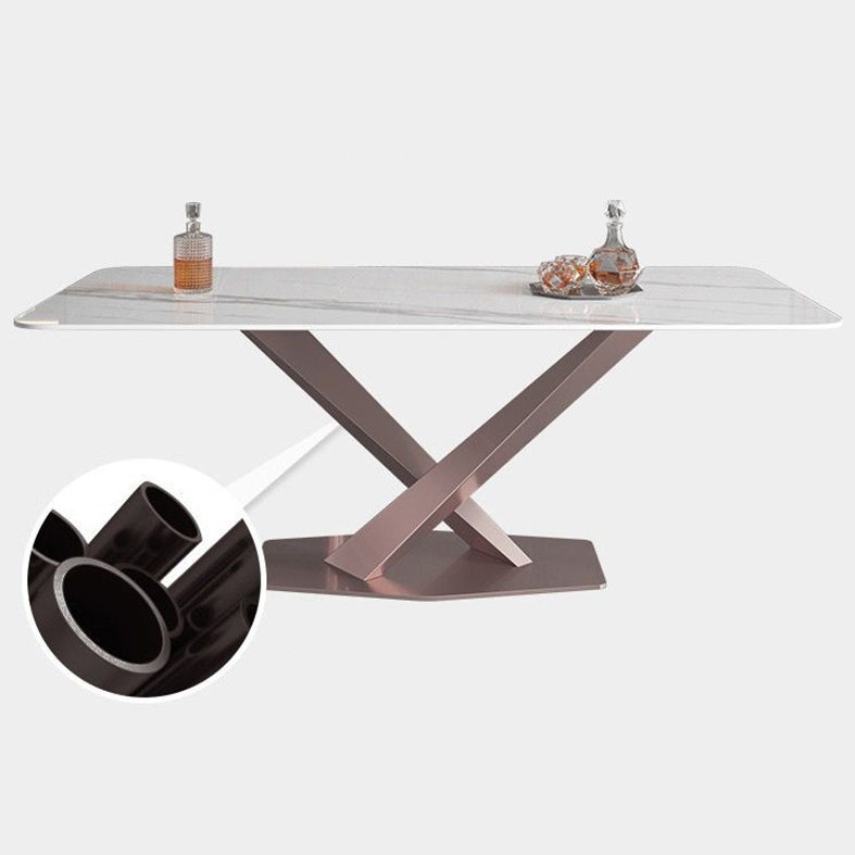 Nordic 1/2/5/6/7 Pieces Dining Set Sintered Stone Dining Table with Leather Chairs Clearhalo 'Dining Room Sets' 'Dining Tables & Seating' 'dining_room_set' 'furn' 'furn_dining_room_set' 'Furniture' 'furniture_dining_room_set' 'Kitchen & Dining Furniture' 4769782