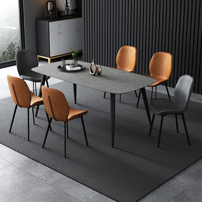 Modern 1/4/7 Pieces Dinette Set with Grey Sintered Stone Top Rectangle Dining Table Set Clearhalo 'Dining Room Sets' 'Dining Tables & Seating' 'dining_room_set' 'furn' 'furn_dining_room_set' 'Furniture' 'furniture_dining_room_set' 'Kitchen & Dining Furniture' 4769796