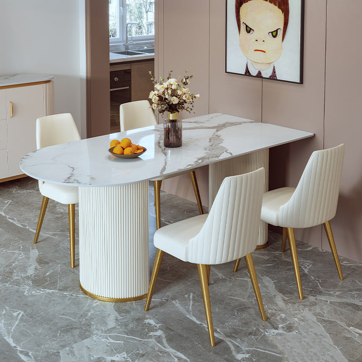 Glam 1/2/3/4/7 Pieces Dining Set Sintered Stone Dining Table Set for Dining Areas Clearhalo 'Dining Room Sets' 'Dining Tables & Seating' 'dining_room_set' 'furn' 'furn_dining_room_set' 'Furniture' 'furniture_dining_room_set' 'Kitchen & Dining Furniture' 4769823