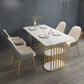 Rectangle White Dining Table Traditional Luxury Table with Gold Frame for Dining Room 55.1"L x 27.6"W x 29.5"H Without Chairs Clearhalo 'Dining Tables & Seating' 'Dining Tables' 'dining_table' 'furn' 'furn_dining_table' 'Furniture' 'furniture_dining_table' 'Kitchen & Dining Furniture' 'kitchen' 'kitchen_dining_table' 4769835