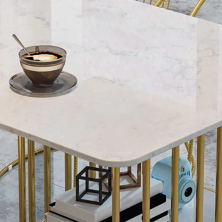 Rectangle White Dining Table Traditional Luxury Table with Gold Frame for Dining Room Clearhalo 'Dining Tables & Seating' 'Dining Tables' 'dining_table' 'furn' 'furn_dining_table' 'Furniture' 'furniture_dining_table' 'Kitchen & Dining Furniture' 'kitchen' 'kitchen_dining_table' 4769838