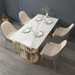 Rectangle White Dining Table Traditional Luxury Table with Gold Frame for Dining Room Clearhalo 'Dining Tables & Seating' 'Dining Tables' 'dining_table' 'furn' 'furn_dining_table' 'Furniture' 'furniture_dining_table' 'Kitchen & Dining Furniture' 'kitchen' 'kitchen_dining_table' 4769845