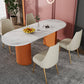 Double Pedestal Dinner Table Traditional Luxury Oval Dining Table for Home Orange 70.9"L x 31.5"W x 29.5"H Without Chairs Clearhalo 'Dining Tables & Seating' 'Dining Tables' 'dining_table' 'furn' 'furn_dining_table' 'Furniture' 'furniture_dining_table' 'Kitchen & Dining Furniture' 'kitchen' 'kitchen_dining_table' 4769857