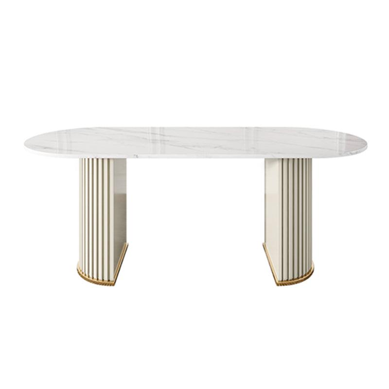 Double Pedestal Dinner Table Traditional Luxury Oval Dining Table for Home Clearhalo 'Dining Tables & Seating' 'Dining Tables' 'dining_table' 'furn' 'furn_dining_table' 'Furniture' 'furniture_dining_table' 'Kitchen & Dining Furniture' 'kitchen' 'kitchen_dining_table' 4769858