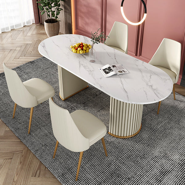 Double Pedestal Dinner Table Traditional Luxury Oval Dining Table for Home Clearhalo 'Dining Tables & Seating' 'Dining Tables' 'dining_table' 'furn' 'furn_dining_table' 'Furniture' 'furniture_dining_table' 'Kitchen & Dining Furniture' 'kitchen' 'kitchen_dining_table' 4769868