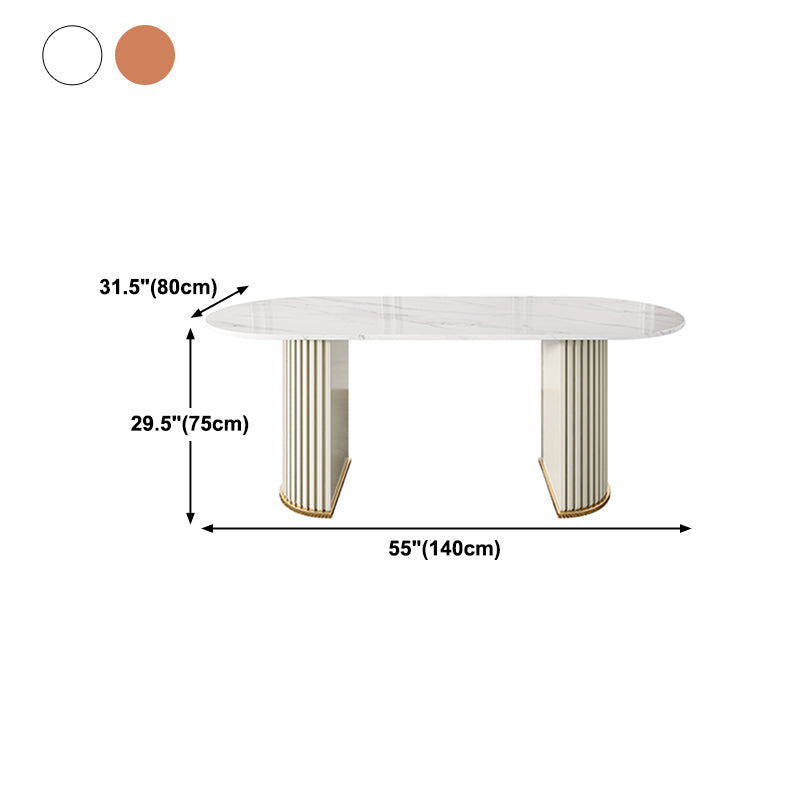 Double Pedestal Dinner Table Traditional Luxury Oval Dining Table for Home Clearhalo 'Dining Tables & Seating' 'Dining Tables' 'dining_table' 'furn' 'furn_dining_table' 'Furniture' 'furniture_dining_table' 'Kitchen & Dining Furniture' 'kitchen' 'kitchen_dining_table' 4769870