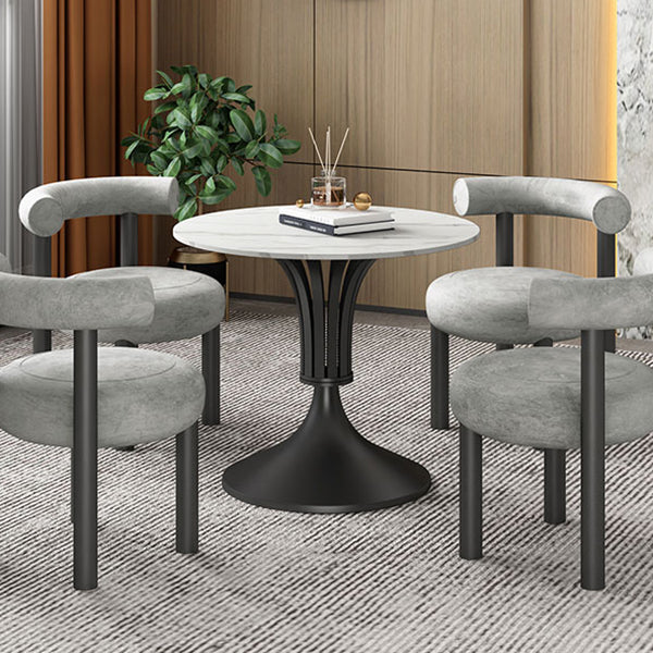 Round Luxury Style Dining Table Fixed Table with Sintered Stone Clearhalo 'Dining Tables & Seating' 'Dining Tables' 'dining_table' 'furn' 'furn_dining_table' 'Furniture' 'furniture_dining_table' 'Kitchen & Dining Furniture' 'kitchen' 'kitchen_dining_table' 4769880