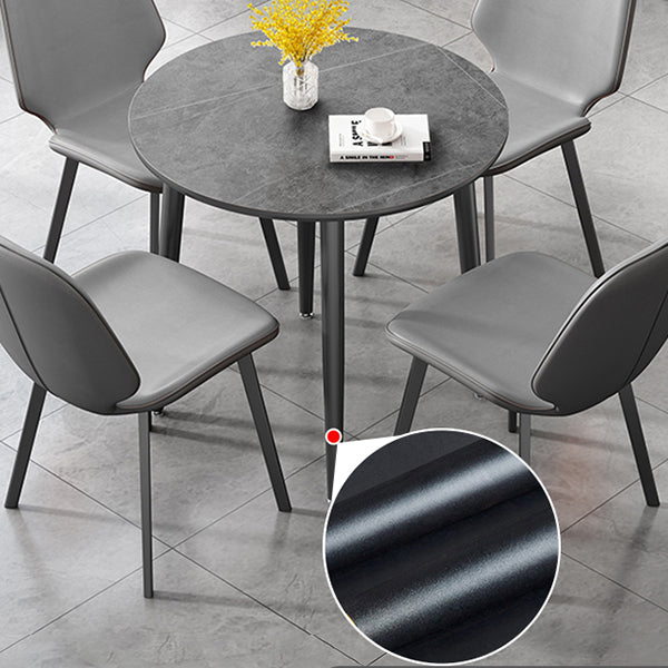 31.5-inch Metal Industrial Dining Table Sintered Stone Top Table with 4 Legs Clearhalo 'Dining Tables & Seating' 'Dining Tables' 'dining_table' 'furn' 'furn_dining_table' 'Furniture' 'furniture_dining_table' 'Kitchen & Dining Furniture' 'kitchen' 'kitchen_dining_table' 4769908