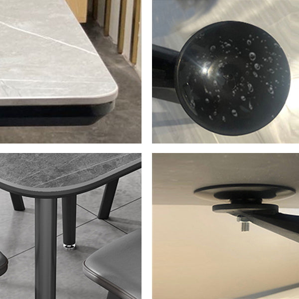 31.5-inch Metal Industrial Dining Table Sintered Stone Top Table with 4 Legs Clearhalo 'Dining Tables & Seating' 'Dining Tables' 'dining_table' 'furn' 'furn_dining_table' 'Furniture' 'furniture_dining_table' 'Kitchen & Dining Furniture' 'kitchen' 'kitchen_dining_table' 4769909