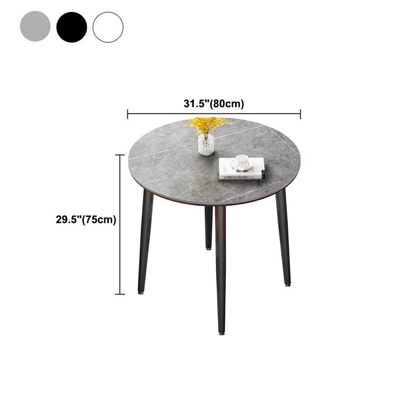 31.5-inch Metal Industrial Dining Table Sintered Stone Top Table with 4 Legs Clearhalo 'Dining Tables & Seating' 'Dining Tables' 'dining_table' 'furn' 'furn_dining_table' 'Furniture' 'furniture_dining_table' 'Kitchen & Dining Furniture' 'kitchen' 'kitchen_dining_table' 4769912