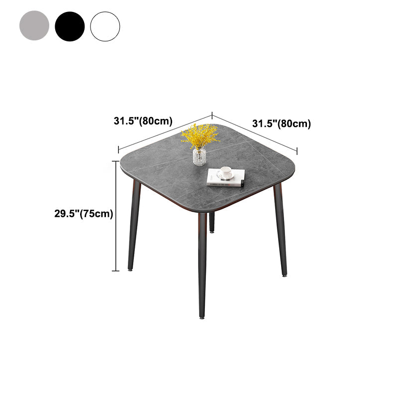 31.5-inch Metal Industrial Dining Table Sintered Stone Top Table with 4 Legs Clearhalo 'Dining Tables & Seating' 'Dining Tables' 'dining_table' 'furn' 'furn_dining_table' 'Furniture' 'furniture_dining_table' 'Kitchen & Dining Furniture' 'kitchen' 'kitchen_dining_table' 4769913