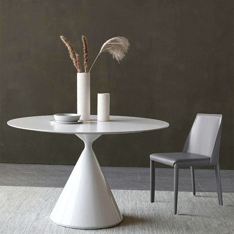 Metal Modern Round Dining Table Sintered Stone Table for Dining Room White 39.4"L x 39.4"W x 29.5"H Without Chairs Clearhalo 'Dining Tables & Seating' 'Dining Tables' 'dining_table' 'furn' 'furn_dining_table' 'Furniture' 'furniture_dining_table' 'Kitchen & Dining Furniture' 'kitchen' 'kitchen_dining_table' 4769928
