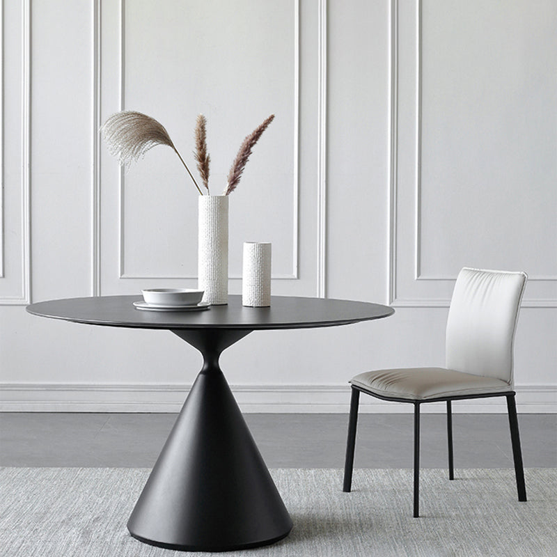 Metal Modern Round Dining Table Sintered Stone Table for Dining Room Black 39.4"L x 39.4"W x 29.5"H Without Chairs Clearhalo 'Dining Tables & Seating' 'Dining Tables' 'dining_table' 'furn' 'furn_dining_table' 'Furniture' 'furniture_dining_table' 'Kitchen & Dining Furniture' 'kitchen' 'kitchen_dining_table' 4769930