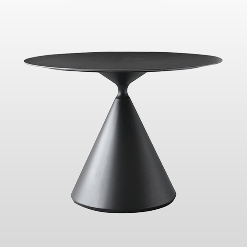 Metal Modern Round Dining Table Sintered Stone Table for Dining Room Black Without Chairs Clearhalo 'Dining Tables & Seating' 'Dining Tables' 'dining_table' 'furn' 'furn_dining_table' 'Furniture' 'furniture_dining_table' 'Kitchen & Dining Furniture' 'kitchen' 'kitchen_dining_table' 4769933